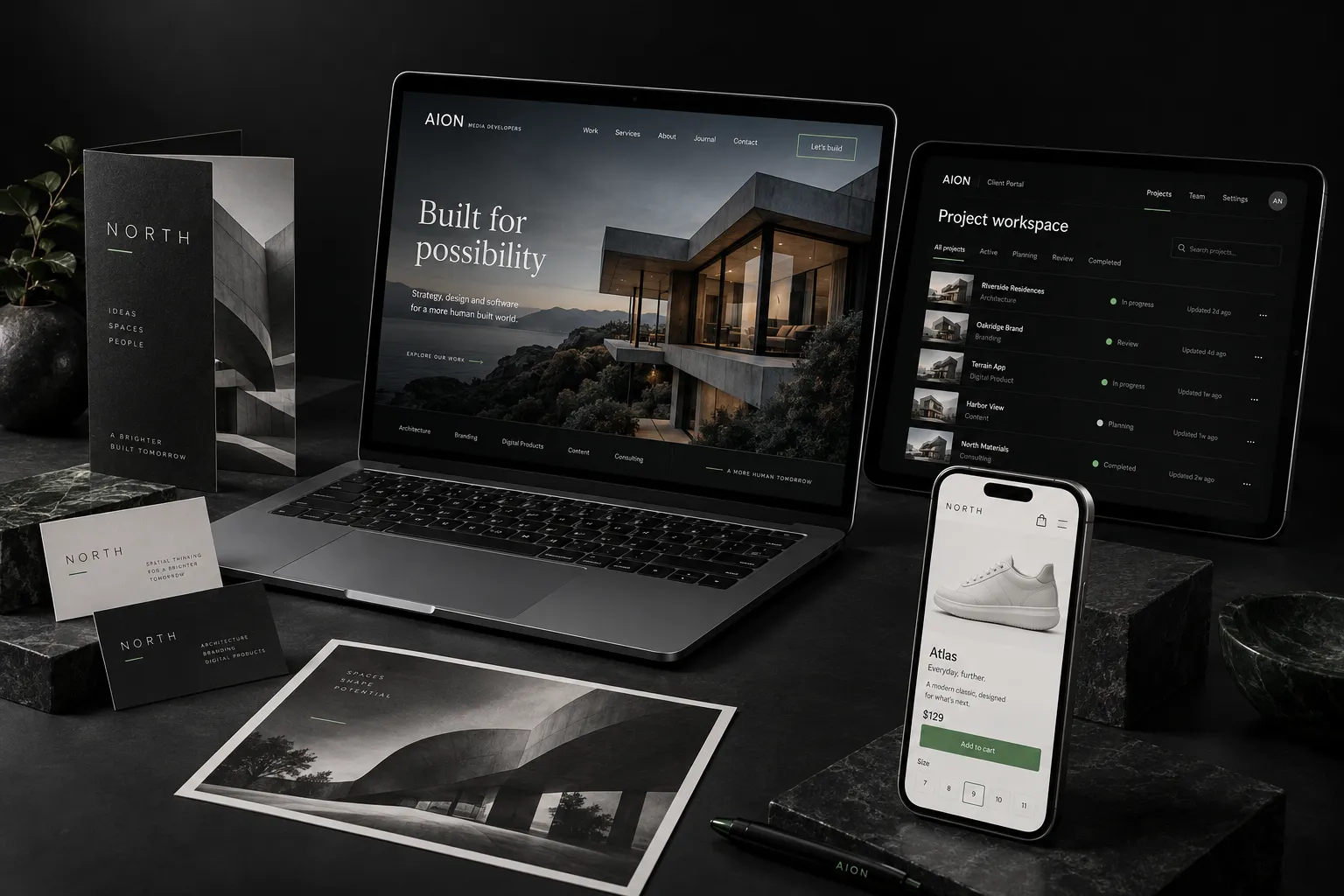AION concept website, mobile store and coordinated brand assets