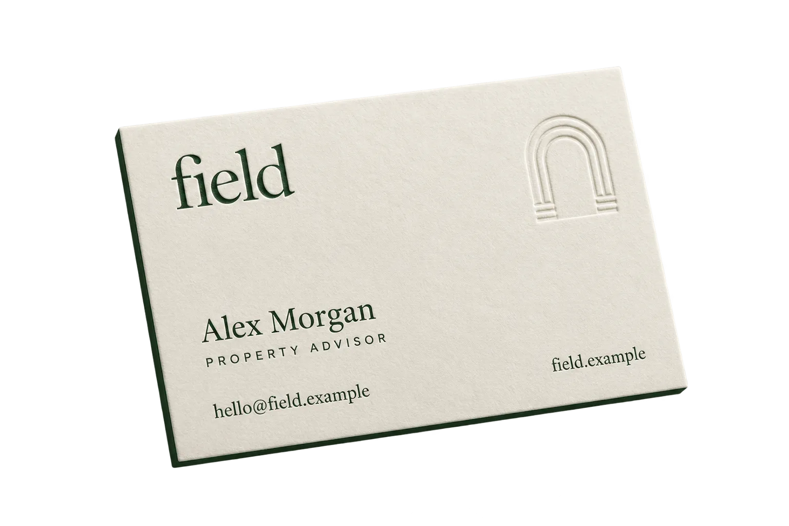 Concept business card with tactile paper, print finish and contact details
