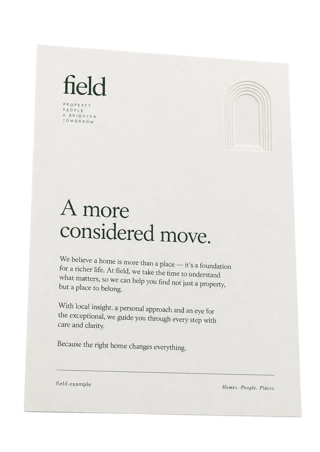 Concept letterhead with embossed details on textured paper
